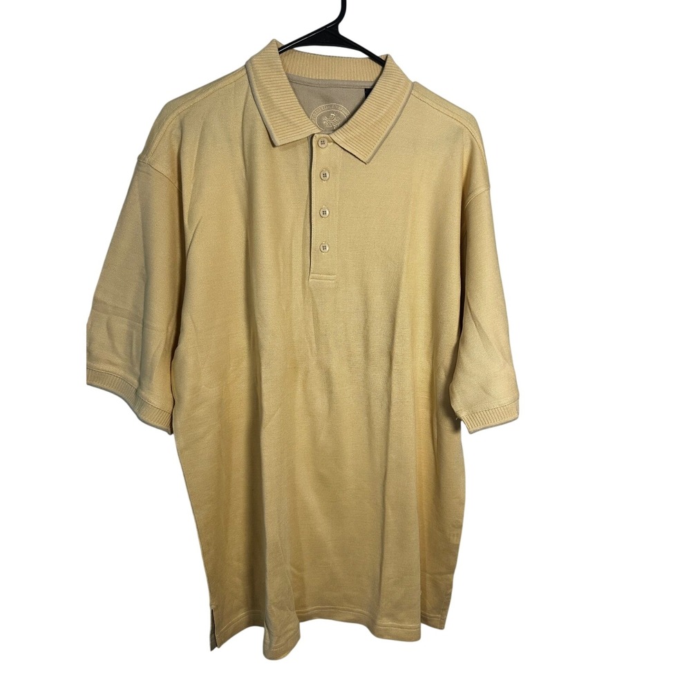 Nat Nast Mens‎ Silk Cotton Knit Polo Shirt Yellow Chamois Wheat Size L